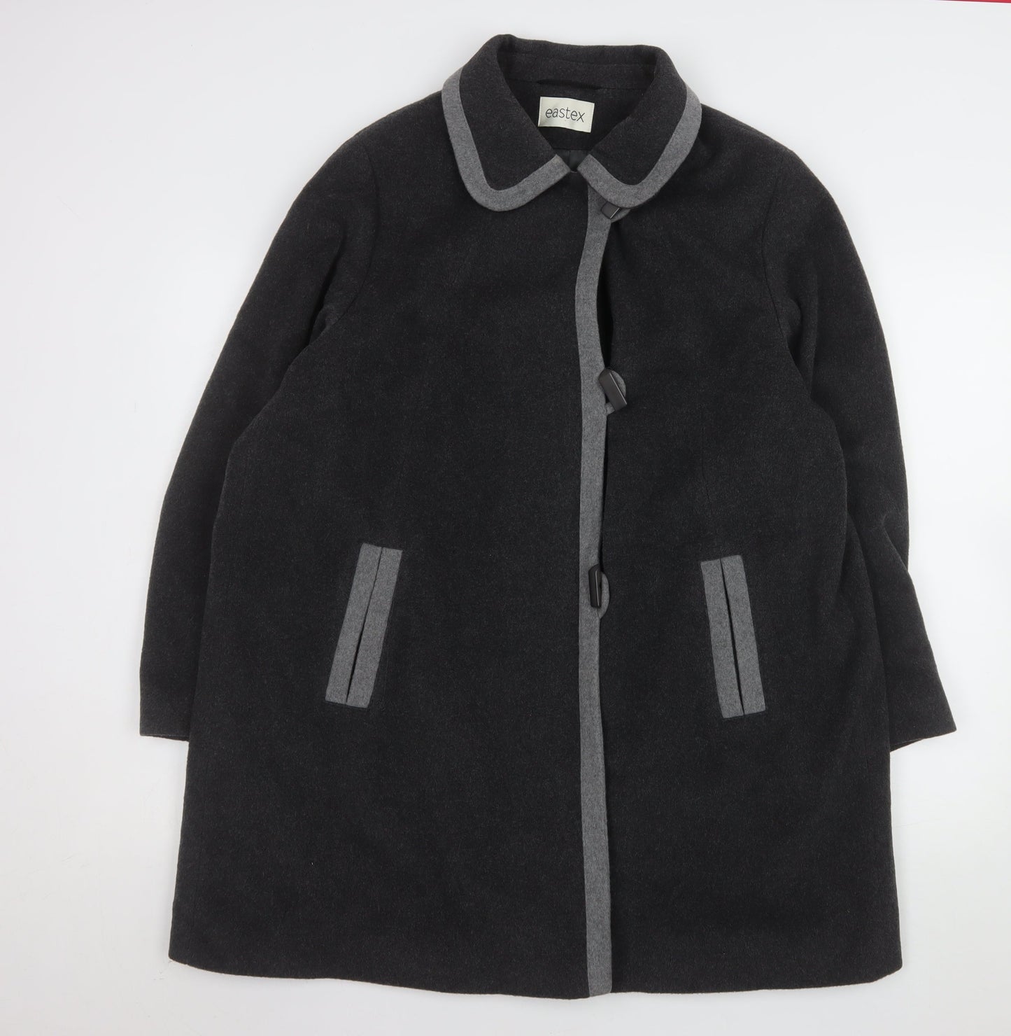 Eastex Women's Black Wool Cashmere Blend Mid-Length Coat Size 16