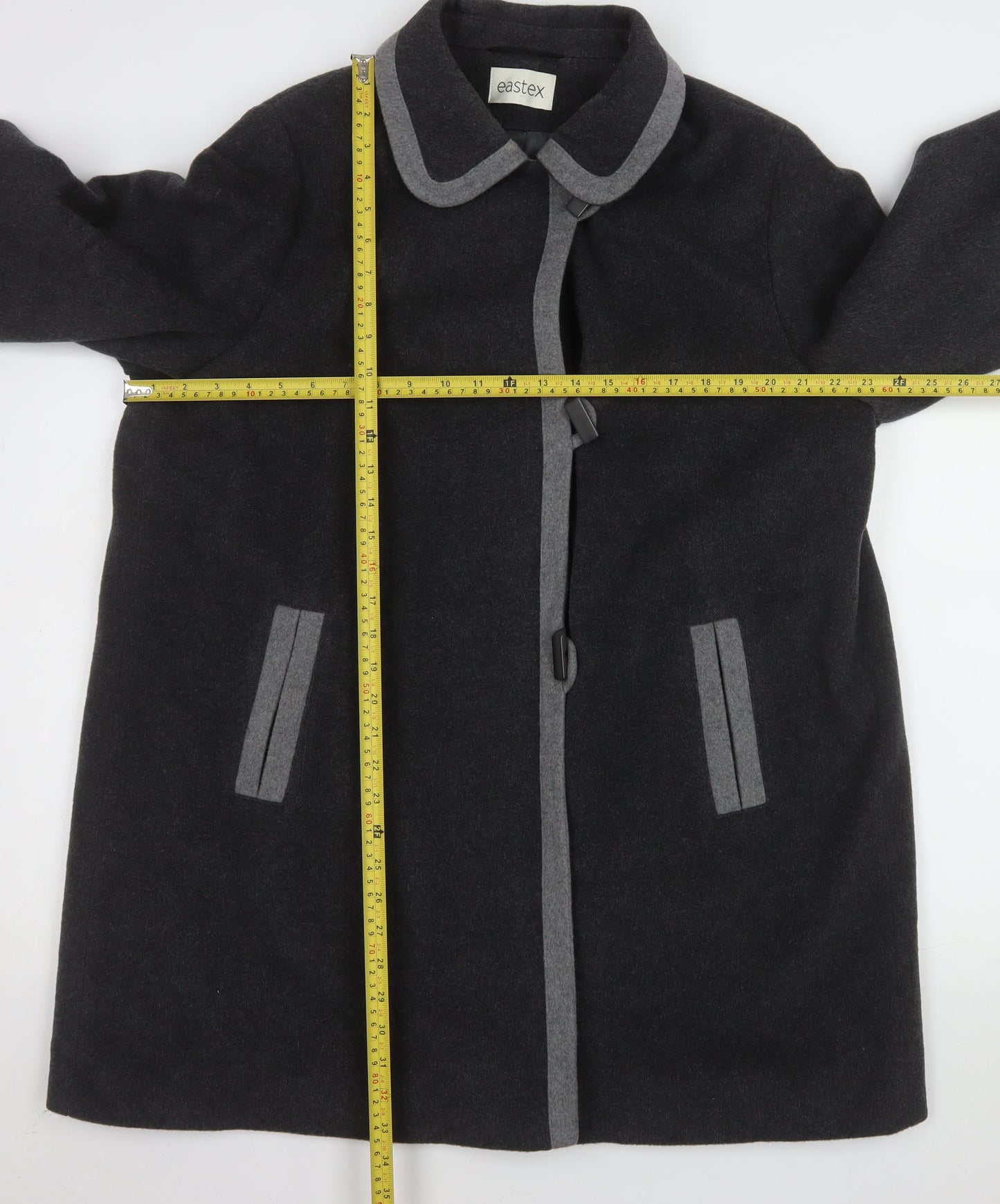 Eastex Women's Black Wool Cashmere Blend Mid-Length Coat Size 16