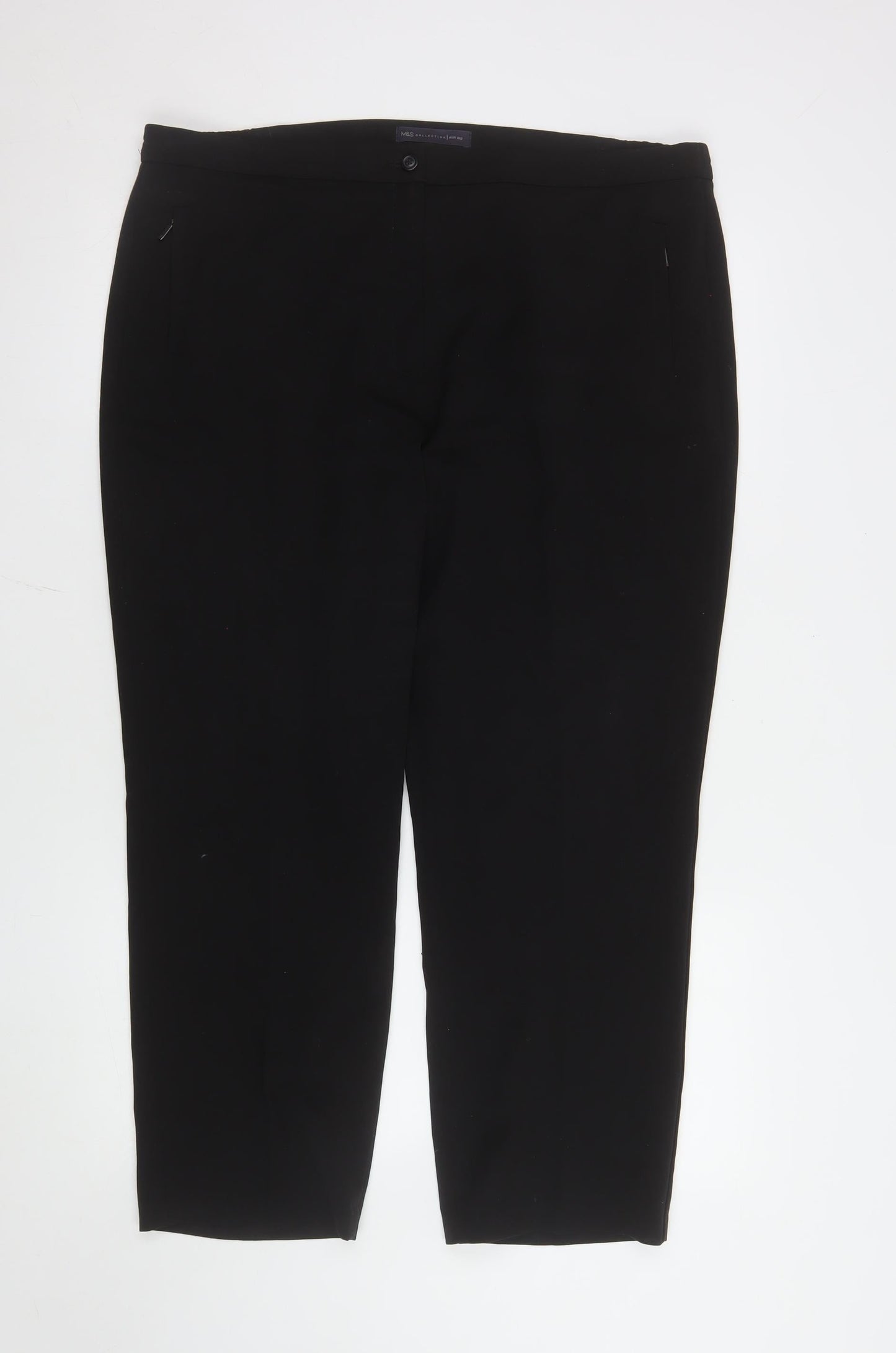Marks and Spencer Womens Black Size 16 Straight Leg Trousers