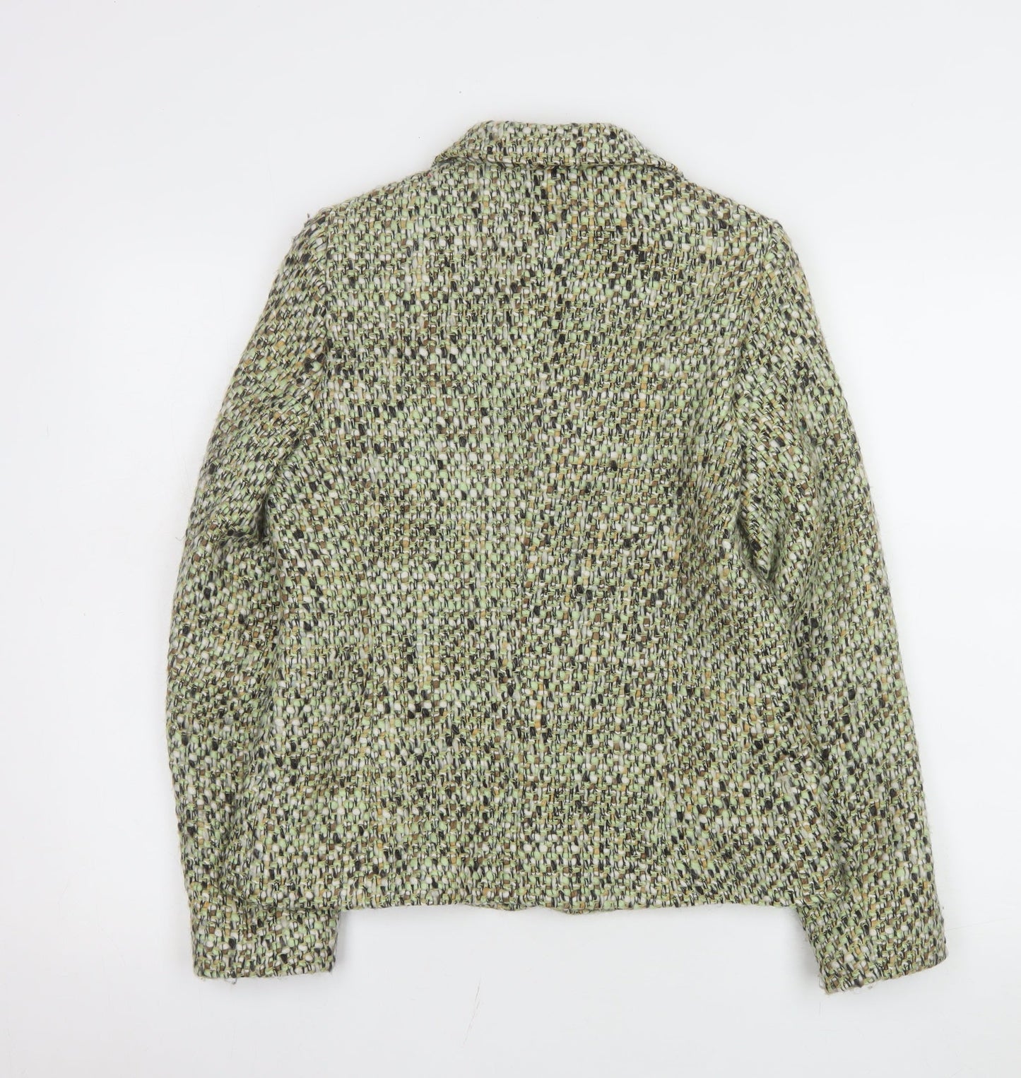 Gerry Weber Women's Green Tweed Wool Blend Blazer Jacket Size 10