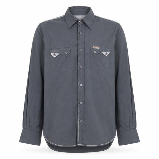 Lewis & Finch Mens Grey Cotton Long Sleeve Button-Up Shirt Size L