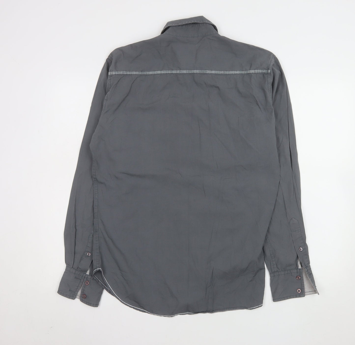 Lewis & Finch Mens Grey Cotton Long Sleeve Button-Up Shirt Size L
