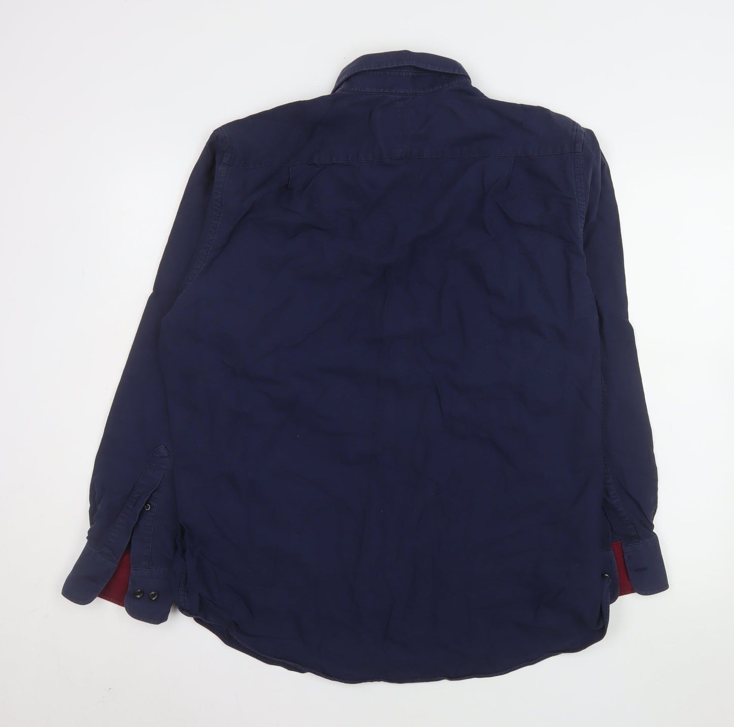 Charles Tyrwhitt Men's Blue Classic Fit Long Sleeve Button-Up Shirt L