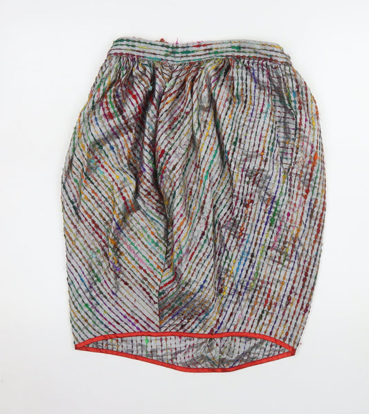 Bora Aksu Women’s Multicoloured Silk Bubble Hem Skirt Size 10