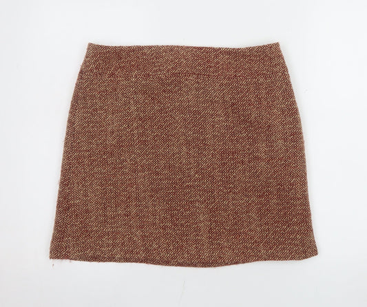 Jigsaw Women Brown Wool Tweed Pencil Skirt Size 12