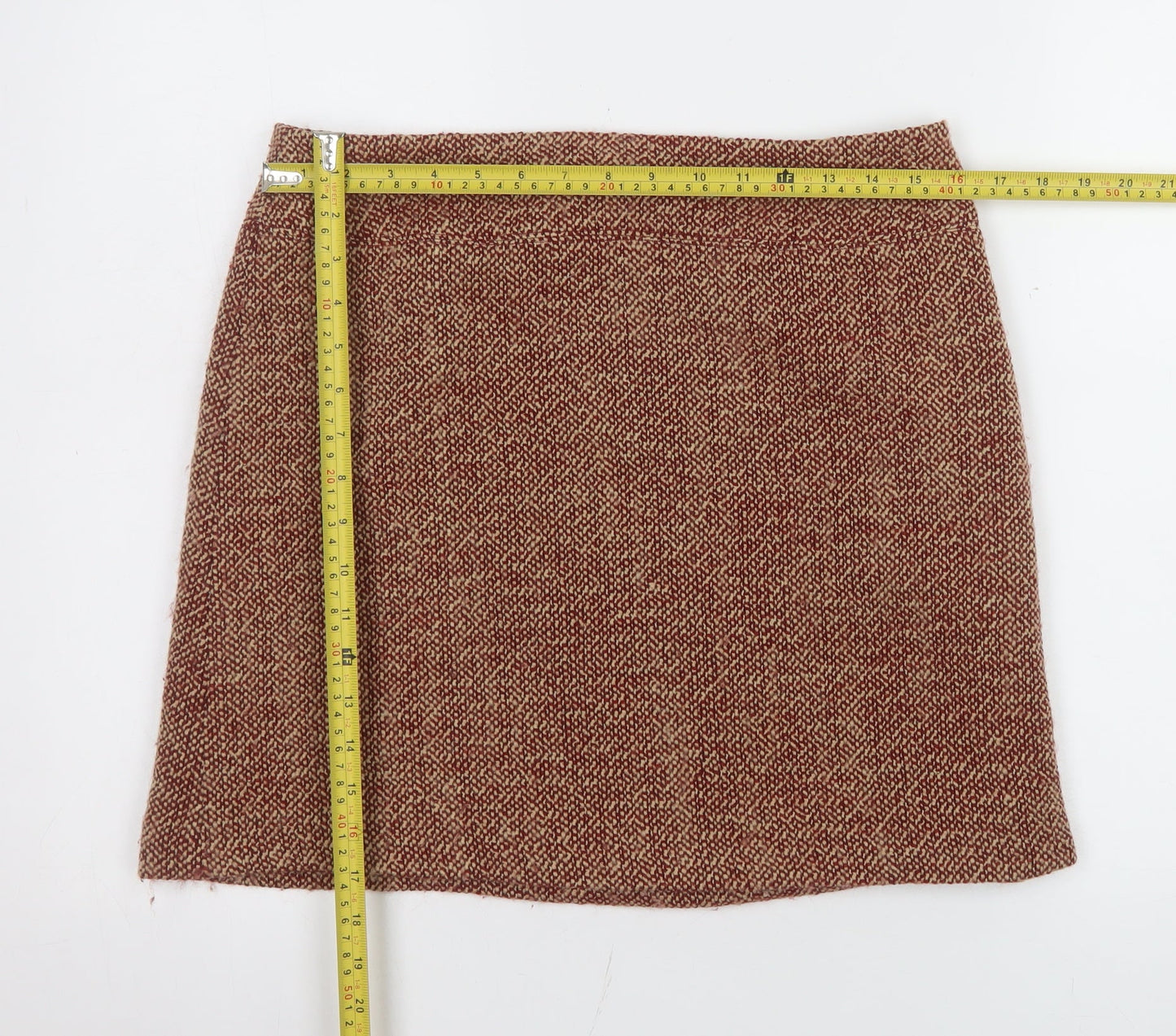 Jigsaw Women Brown Wool Tweed Pencil Skirt Size 12