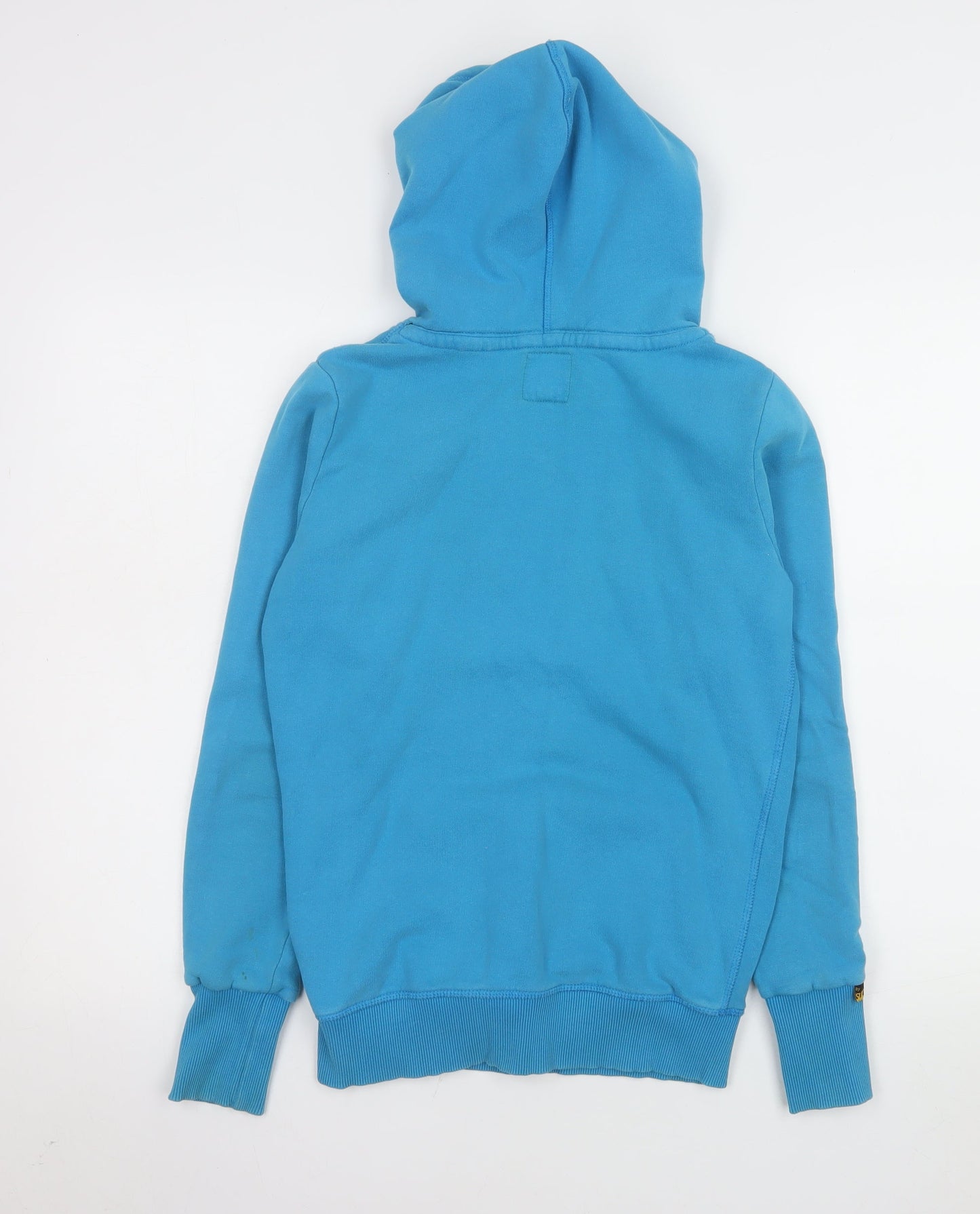Superdry Men's Blue Pullover Hoodie Medium Hooded Logo Fleece