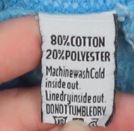 Superdry Men's Blue Pullover Hoodie Medium Hooded Logo Fleece