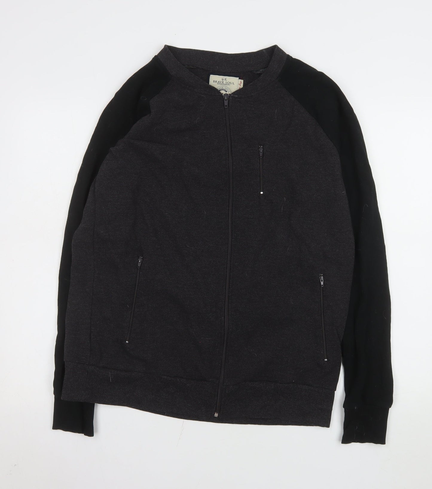 Brave Soul Men's Black XL Full Zip Casual Cotton Jacket