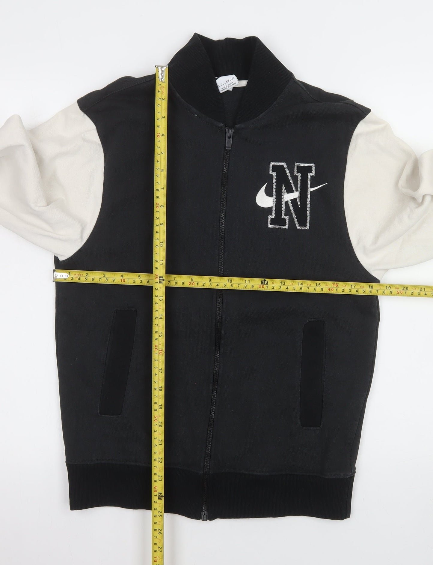 Nike Men's Black Varsity Jacket XS Cotton Full Zip Logo