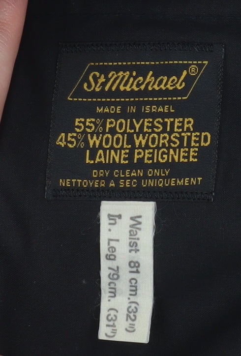 Marks and Spencer Men’s Black Wool Blend Dress Pants 32R