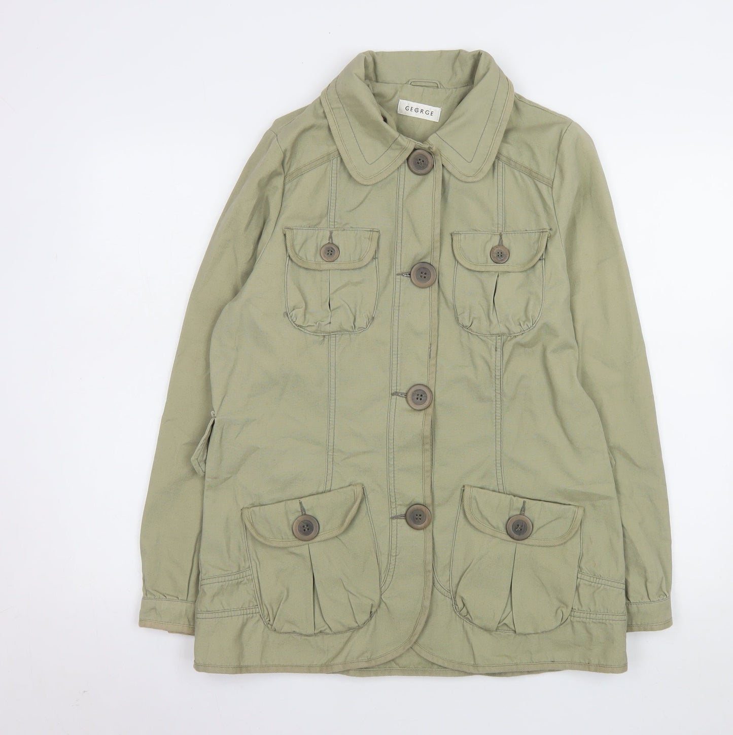 George Womens Green Cotton Military Jacket Size 14