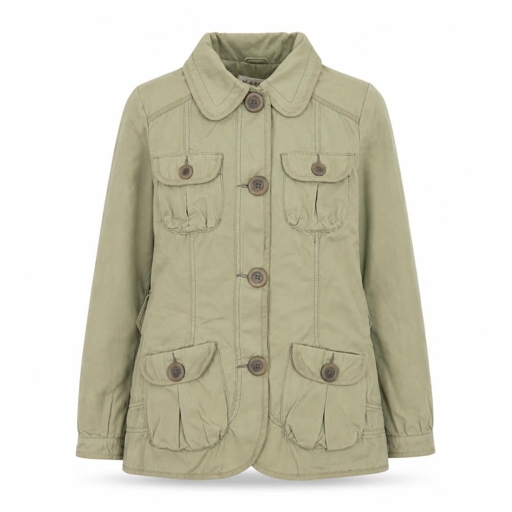 George Womens Green Cotton Military Jacket Size 14