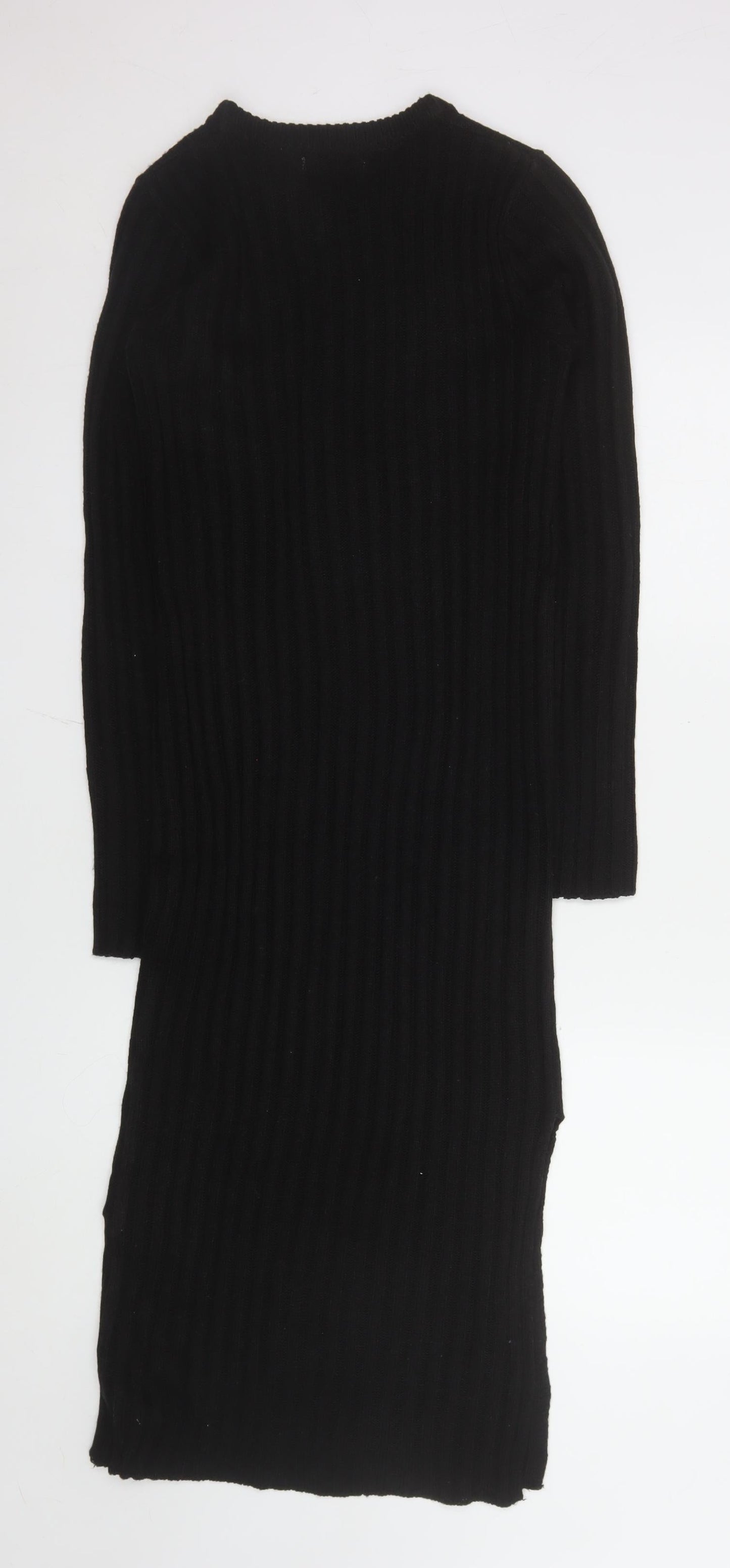 Brave Soul Women’s Black Ribbed Knit Bodycon Midi Dress Size 12