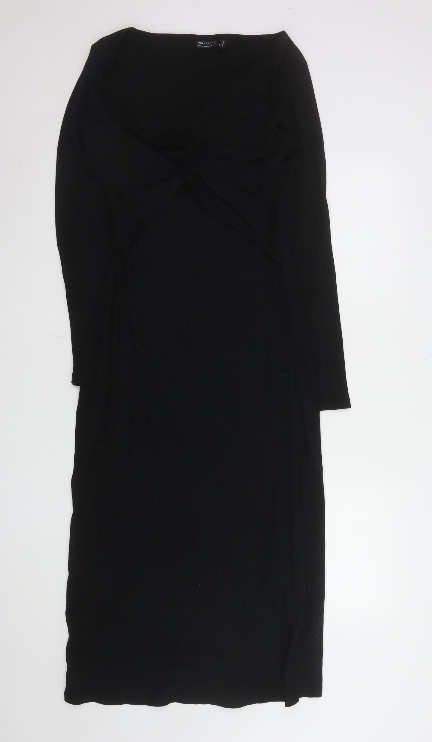 ASOS DESIGN Women's Black Size 14 Knit Bodycon Midi Dress