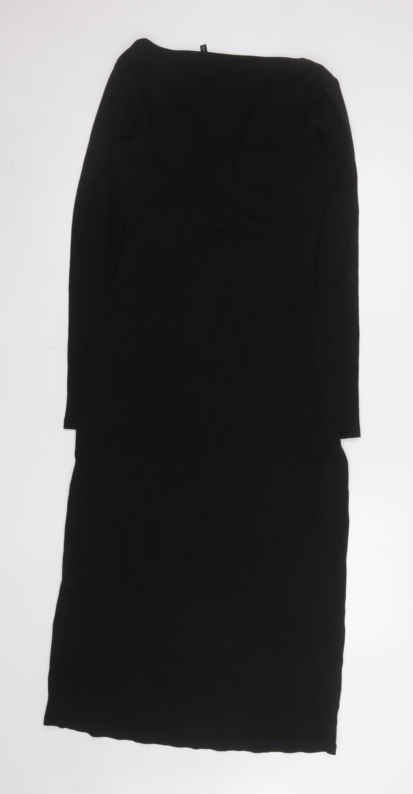 ASOS DESIGN Women's Black Size 14 Knit Bodycon Midi Dress