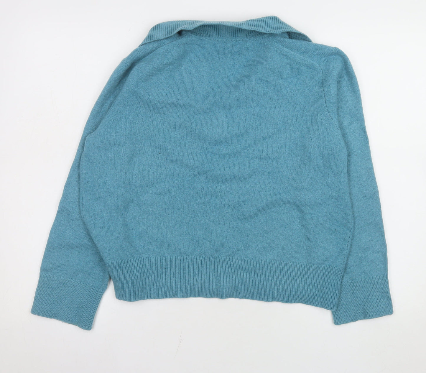 Jigsaw Women's Blue Collared Wool Cashmere Pullover Jumper Size L