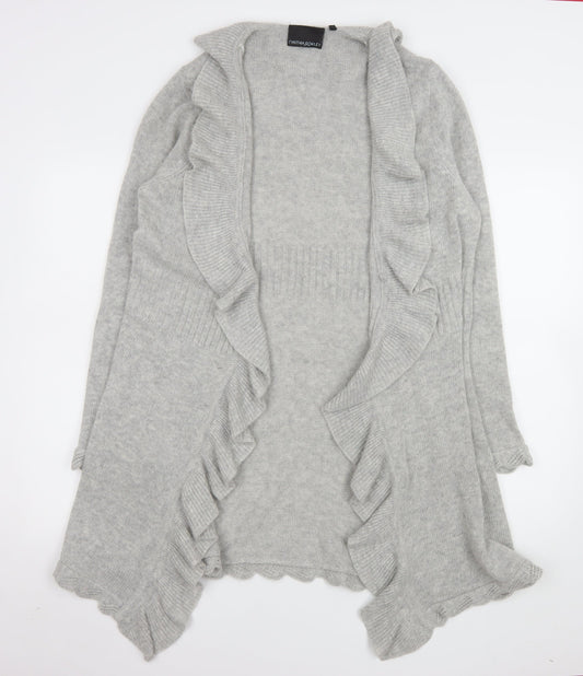 Cynthia Rowley Women’s Grey Ruffle Open Front Knit Cardigan XL