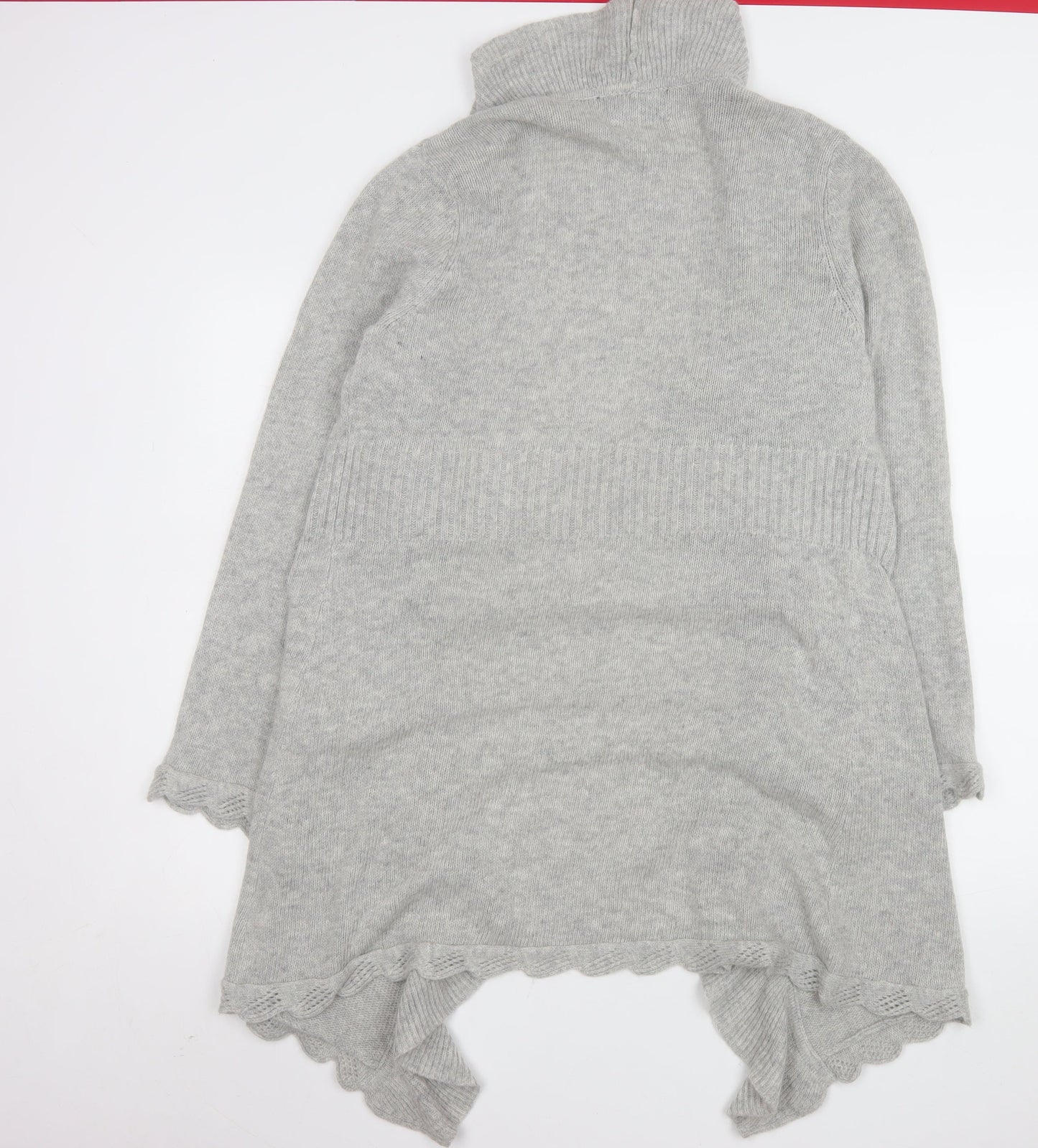 Cynthia Rowley Women’s Grey Ruffle Open Front Knit Cardigan XL
