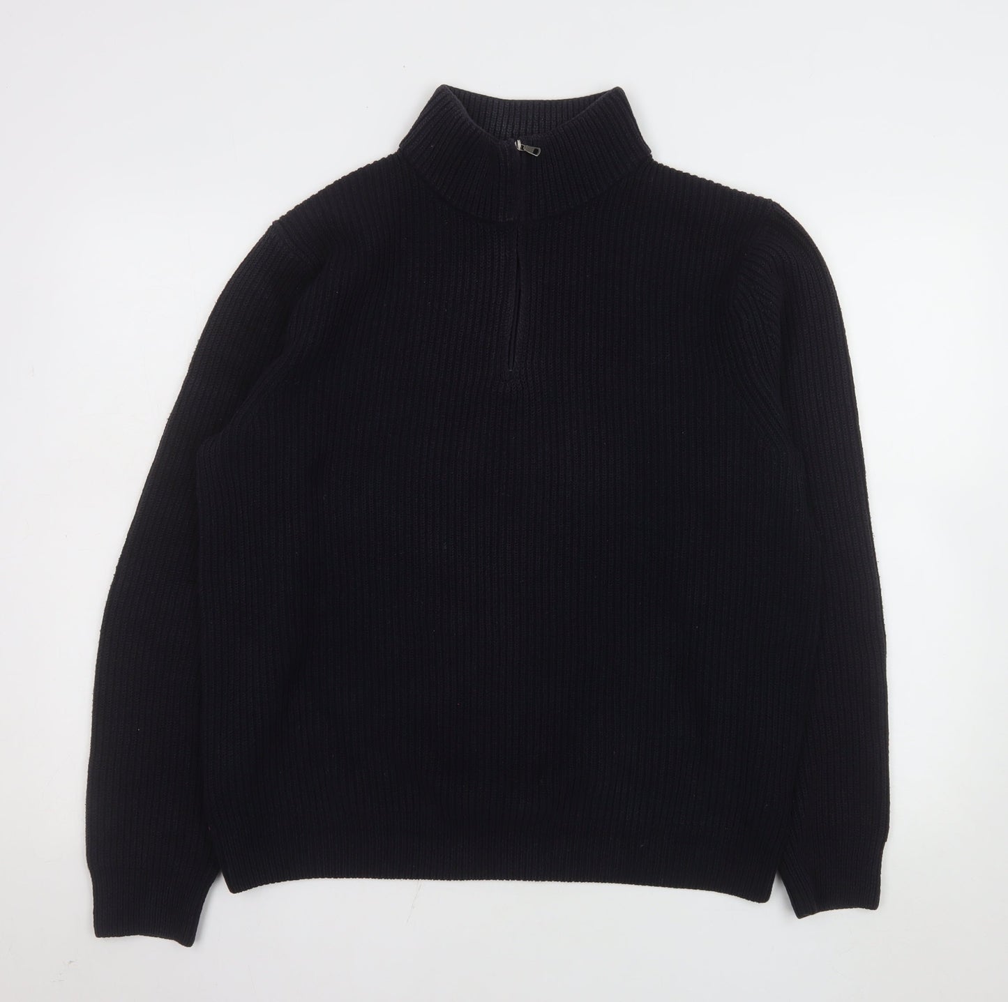 Uniqlo Men’s Black L 1/4 Zip Knit Sweatshirt High Neck