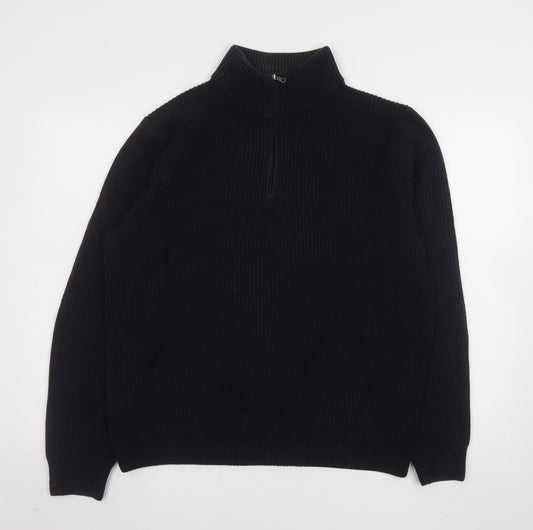 Uniqlo Men’s Black L 1/4 Zip Knit Sweatshirt High Neck