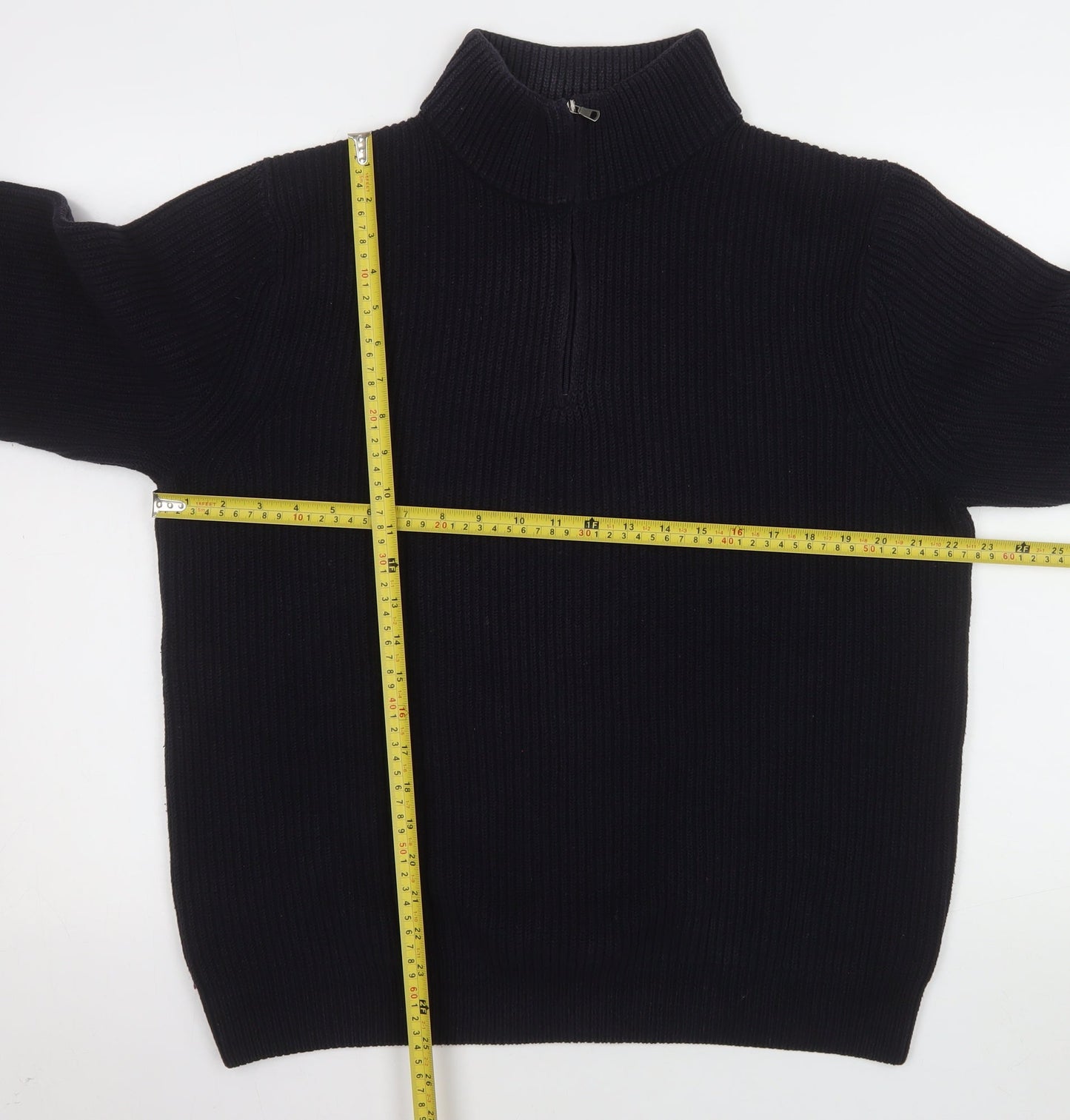 Uniqlo Men’s Black L 1/4 Zip Knit Sweatshirt High Neck