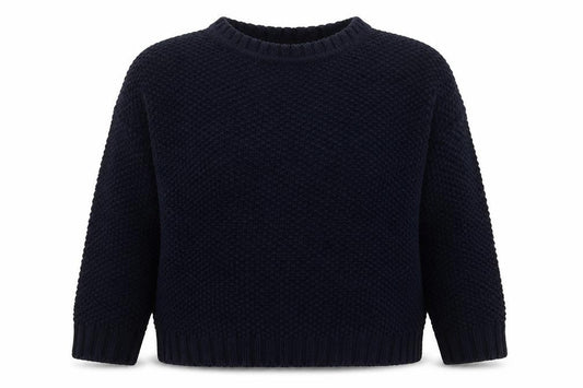 Mango Women Blue Chunky-Knit Crew Neck Long Sleeve Jumper Size 12