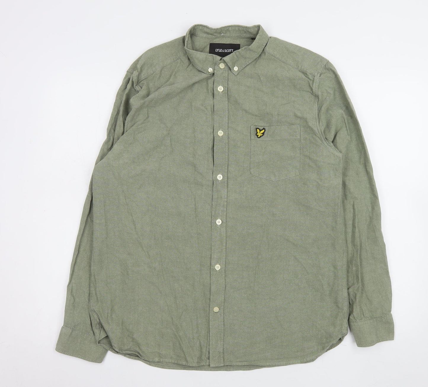 Lyle & Scott Men's Green XL Button-Down Long Sleeve Cotton Shirt