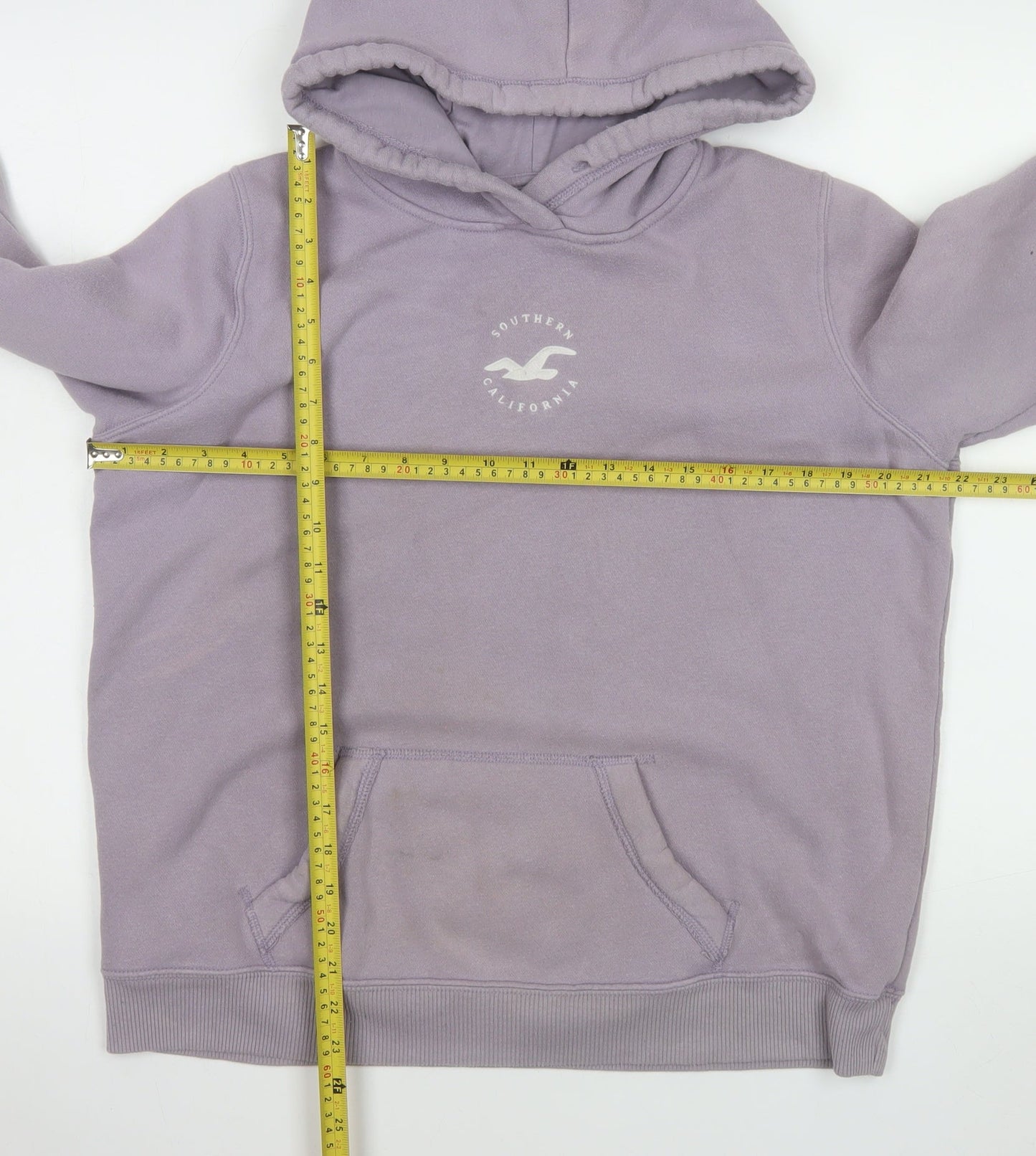 Hollister Women Lavender Hoodie L Pullover Cotton Blend Casual