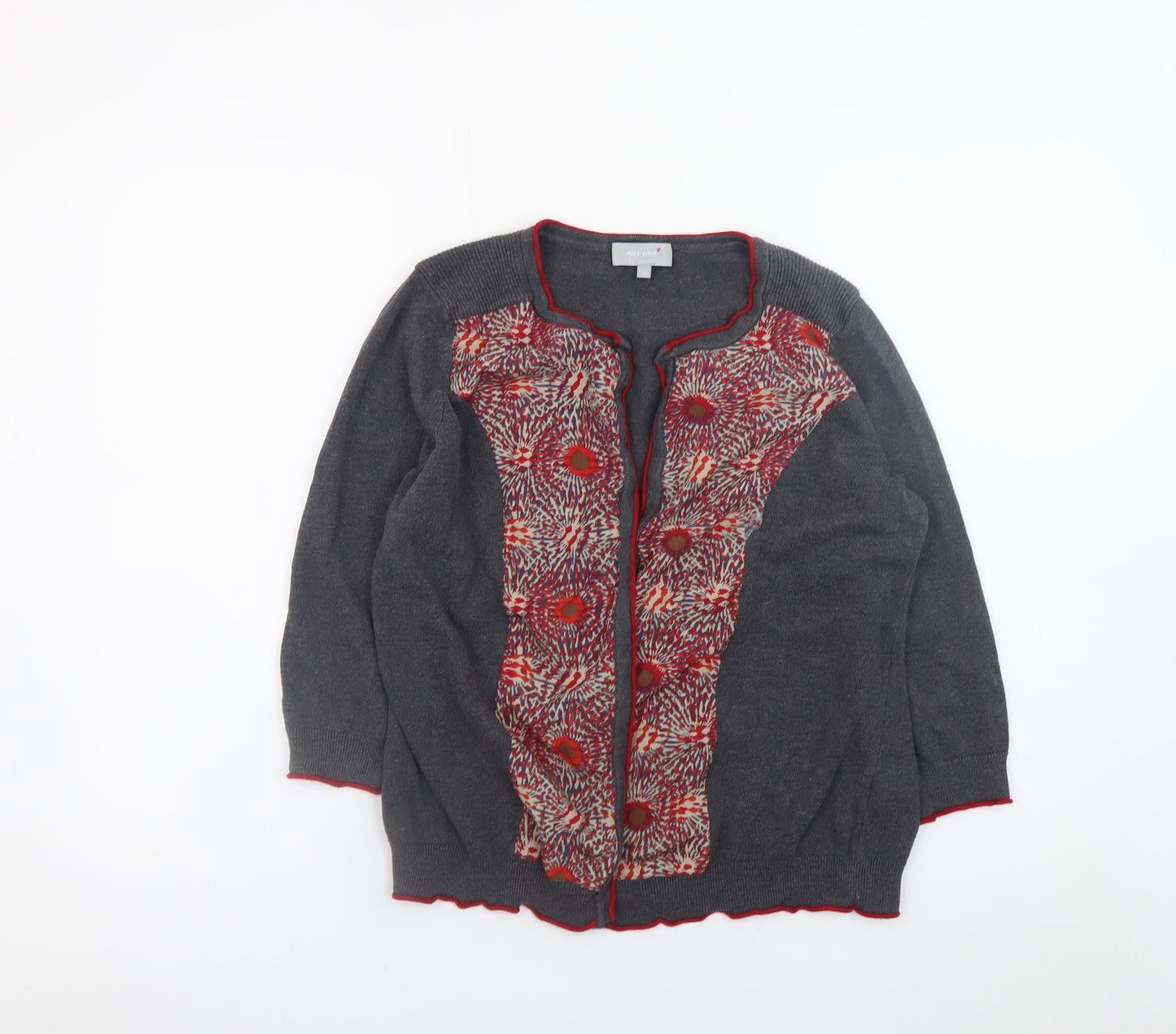 Marks and Spencer Per Una Women's Grey Floral Knit Cardigan Size 14
