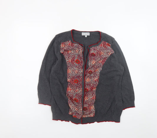 Marks and Spencer Per Una Women's Grey Floral Knit Cardigan Size 14