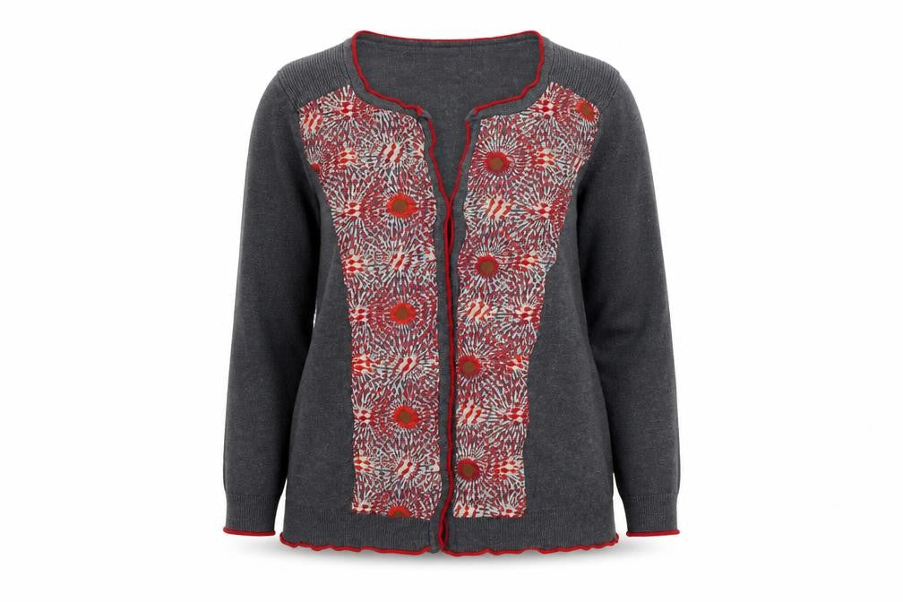 Marks & Spencer Per Una Women's Grey Floral Knit Cardigan Size 14