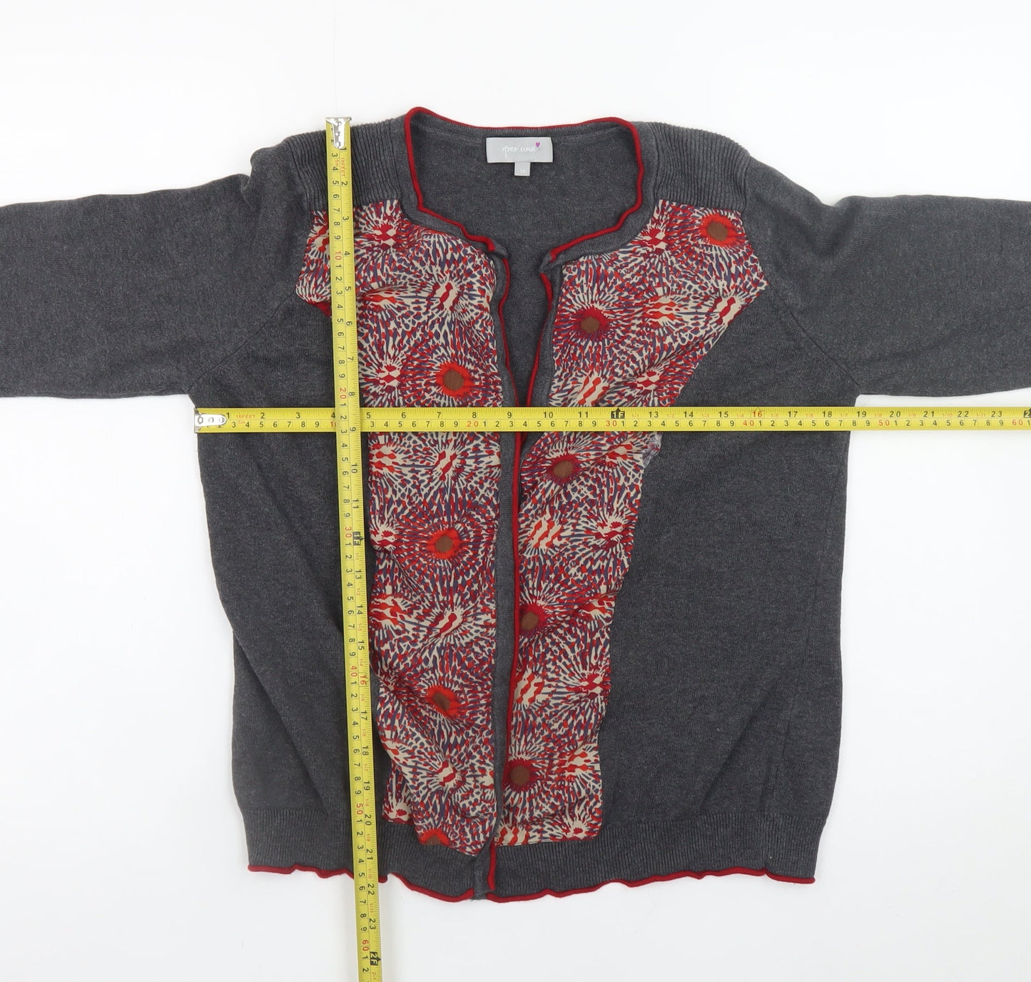Marks and Spencer Per Una Women's Grey Floral Knit Cardigan Size 14