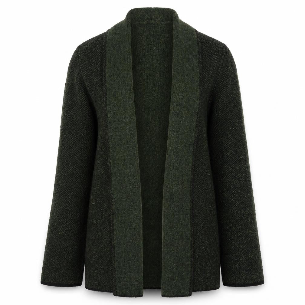 Kenar Women's Green Open Front Long Sleeve Wool Blend Cardigan Size S