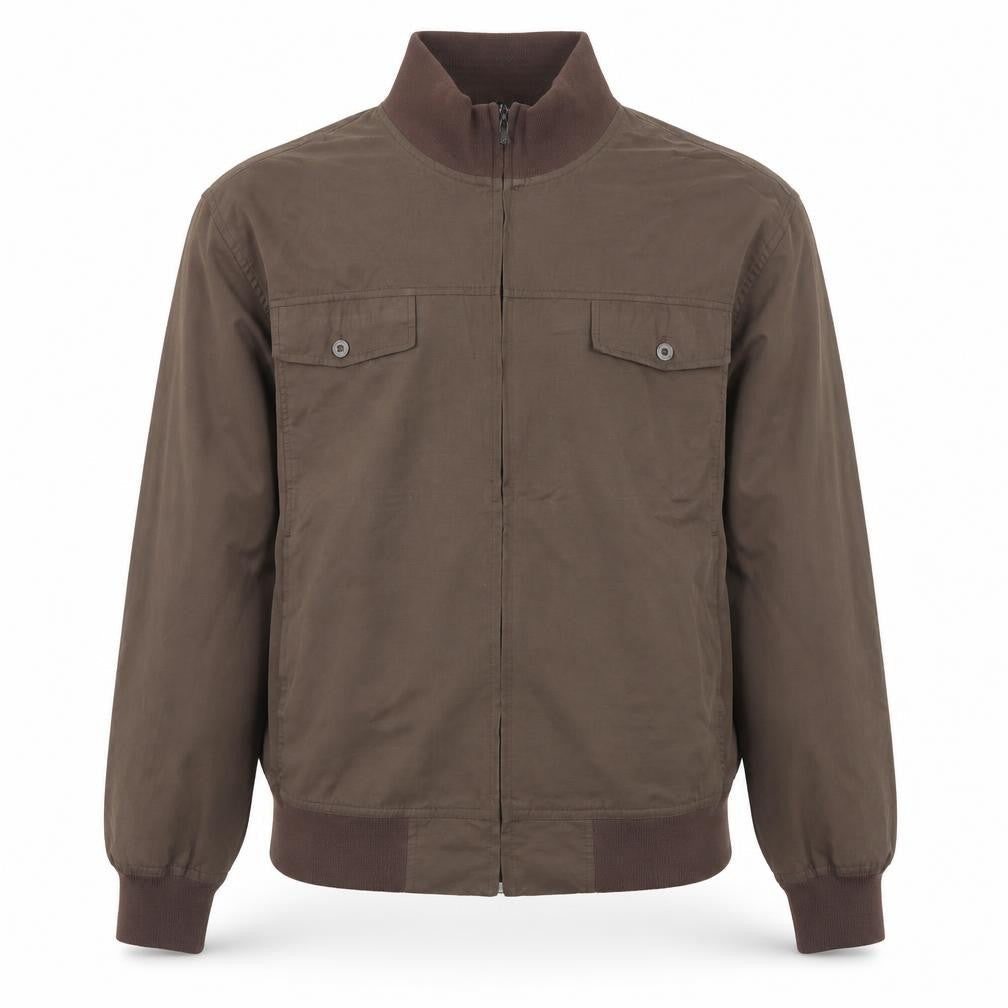 EASY Men’s Brown XL Bomber Jacket Polyester Cotton Blend Casual