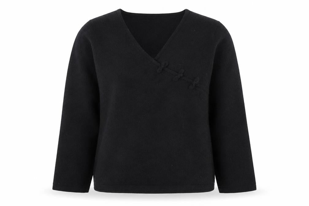 Monsoon Women’s Black Angora V-Neck 3/4 Sleeve Pullover Jumper Size 8