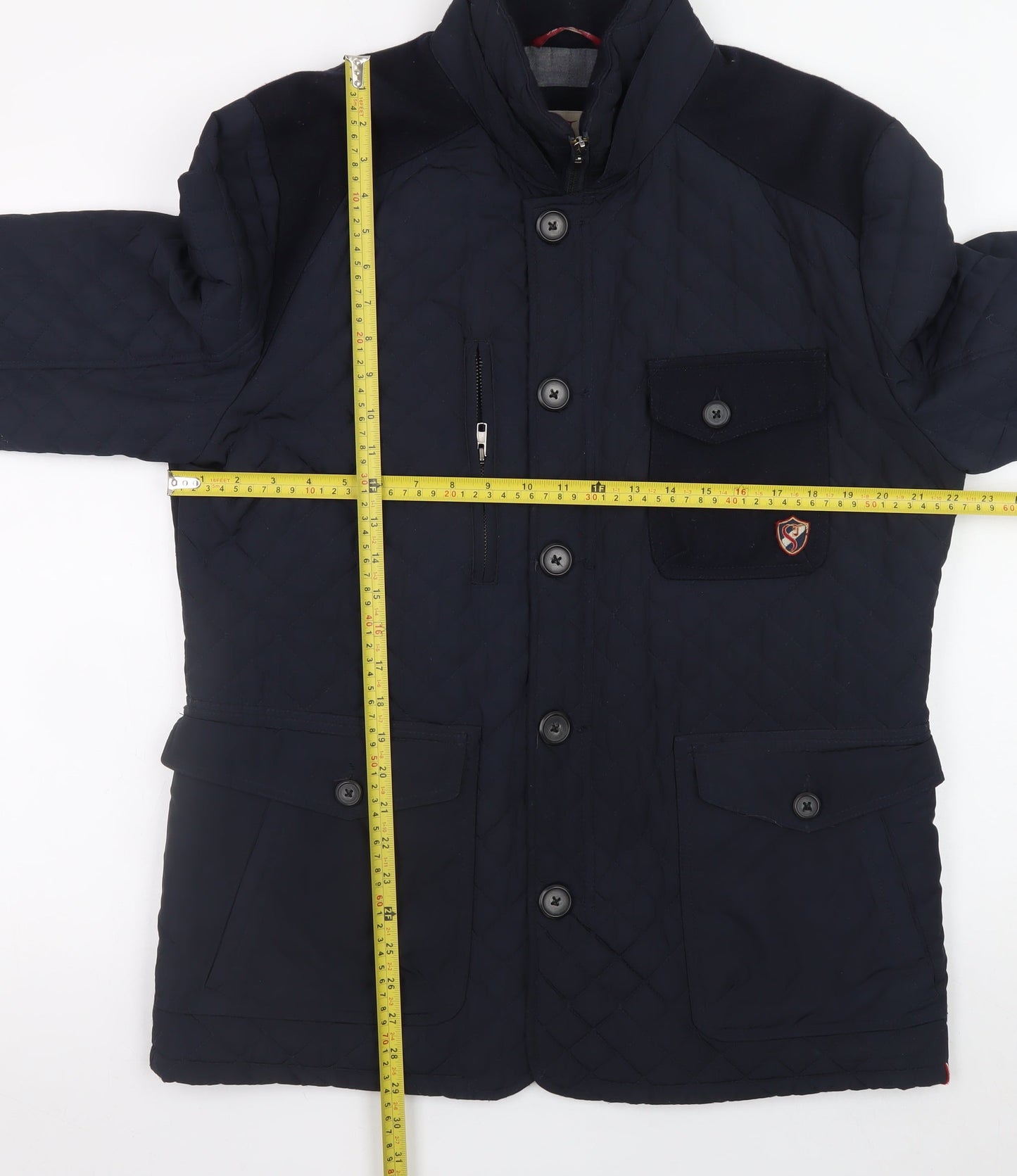 Saint Jude Men's Blue Quilted Mid-Length Jacket XL Polyester