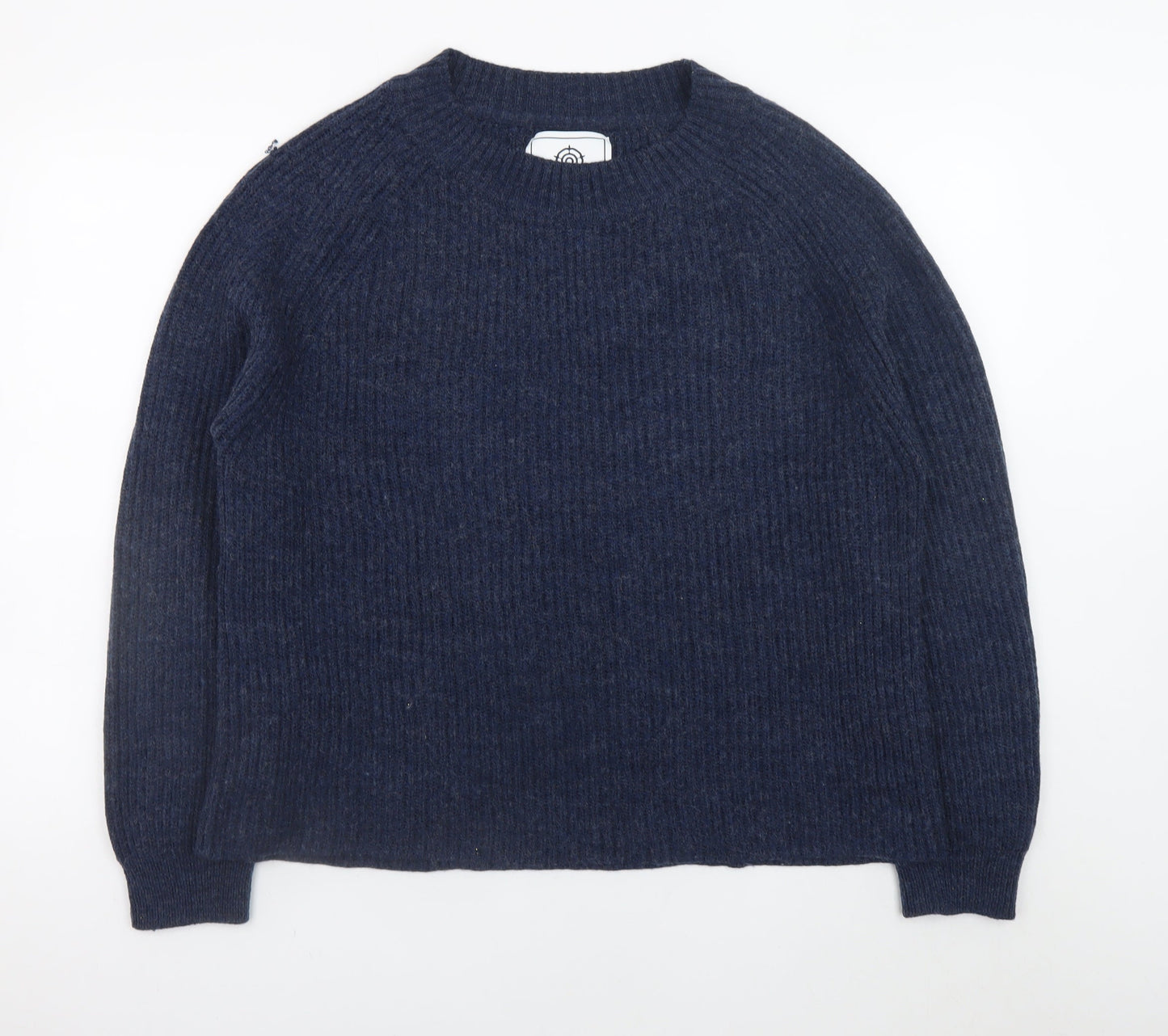 TOG24 Womens Blue Wool Blend Crew Neck Knit Jumper Size 14