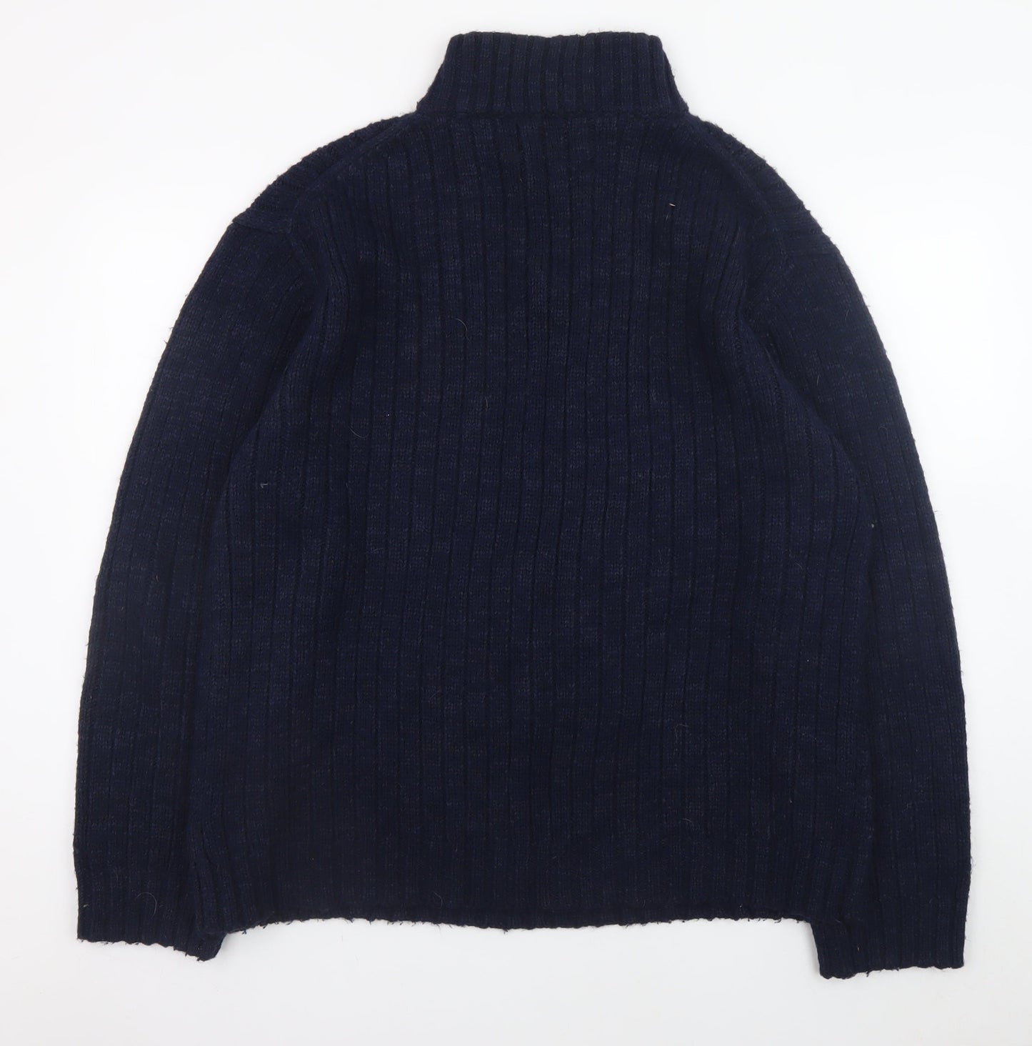 Marks and Spencer Men’s Blue 2XL Ribbed Half Zip Jumper