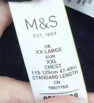 Marks and Spencer Men’s Blue 2XL Ribbed Half Zip Jumper