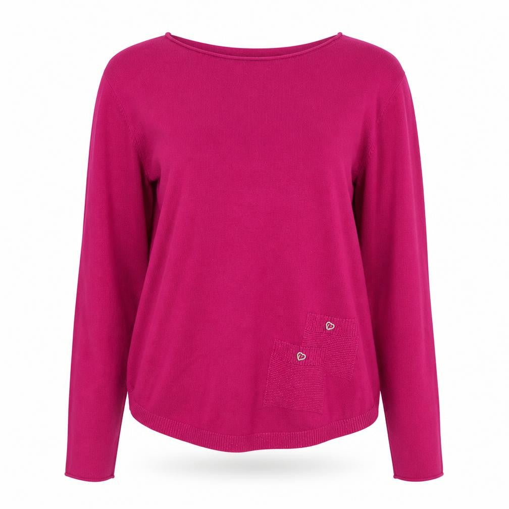 EVIS Womens Pink Long Sleeve Crew Neck Knit Jumper S