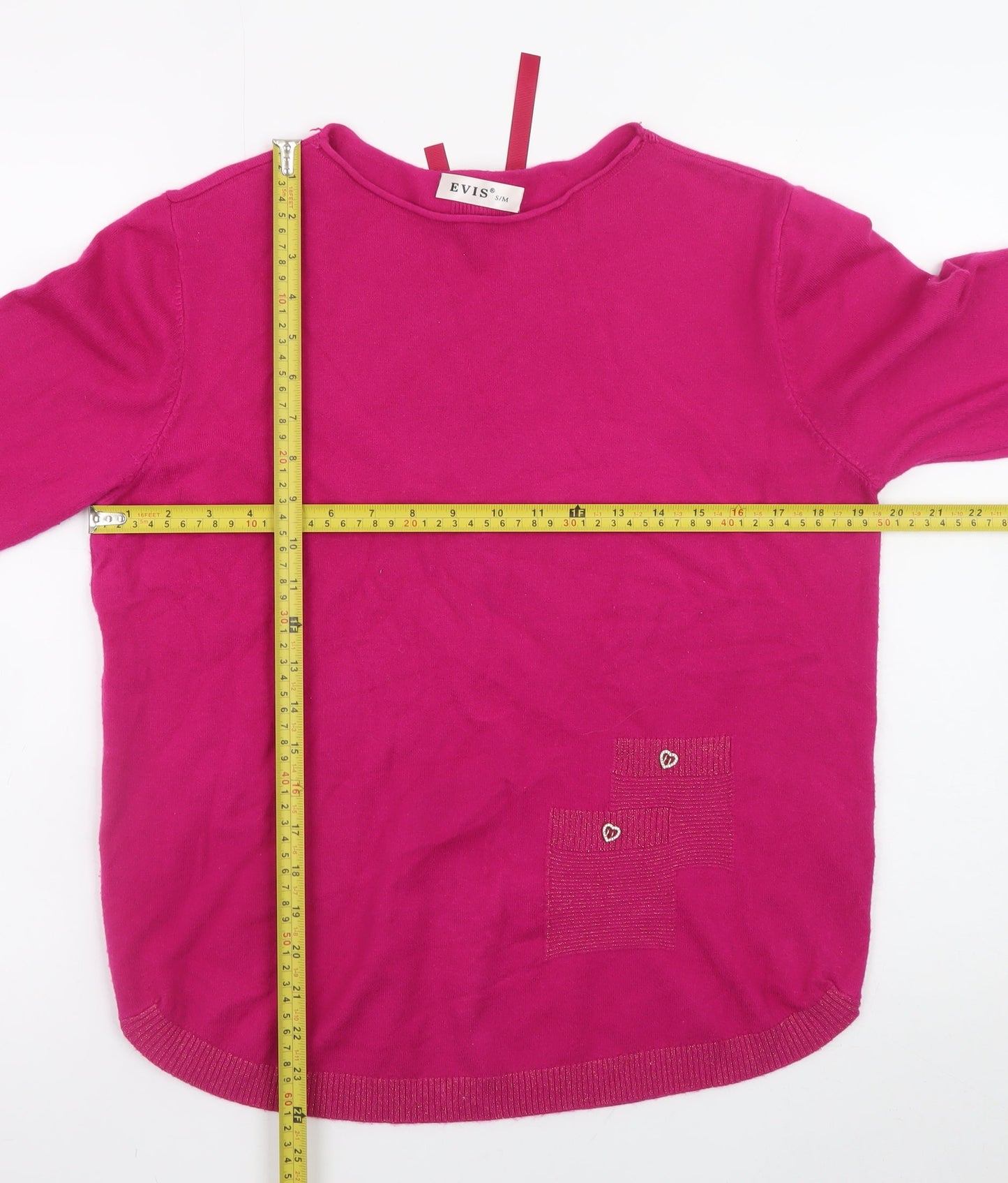 EVIS Womens Pink Long Sleeve Crew Neck Knit Jumper S