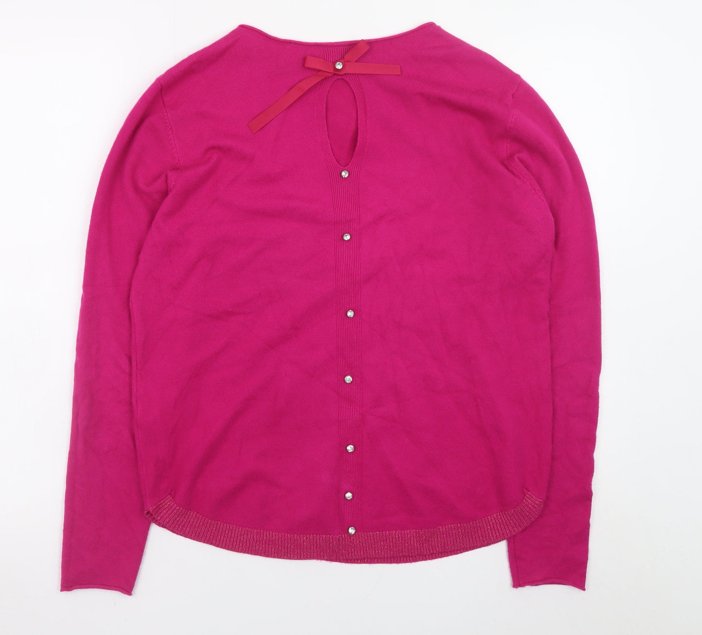 EVIS Womens Pink Long Sleeve Crew Neck Knit Jumper S