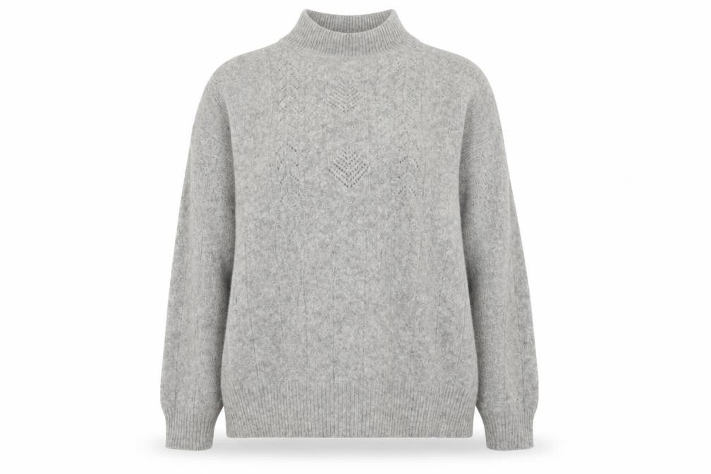 Stillishant Womens Grey High Neck Angora Wool Jumper Size 12-14