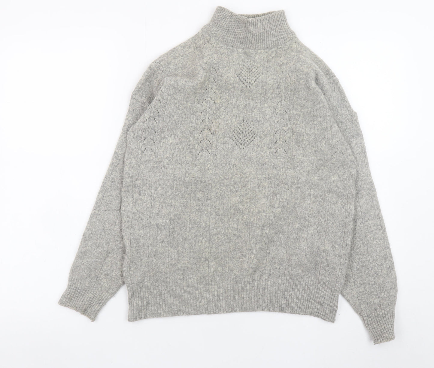 Stillishant Womens Grey High Neck Angora Wool Jumper Size 12-14