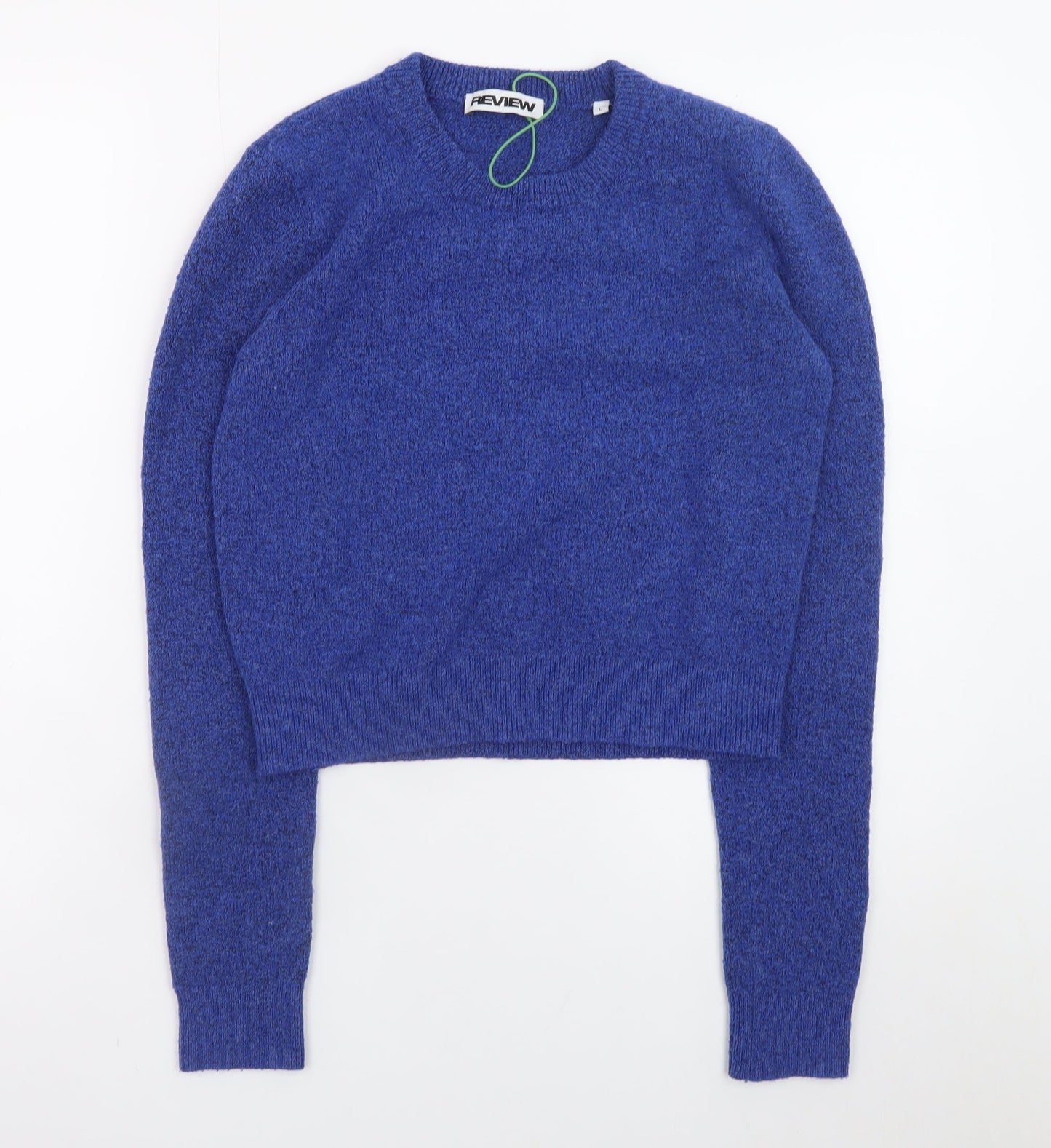 Review Womens Blue Crew Neck Knit Jumper L Long Sleeve Pullover