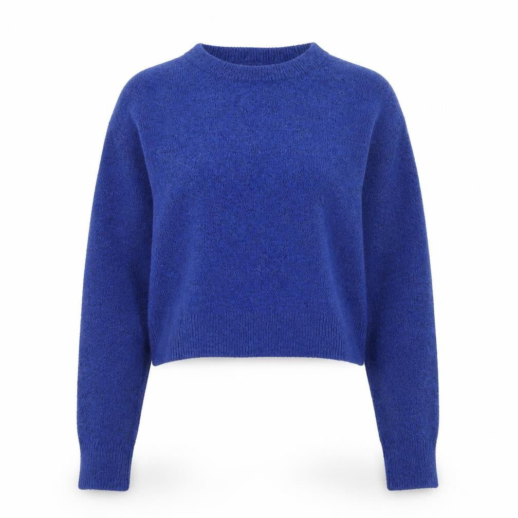 Review Womens Blue Crew Neck Knit Jumper L Long Sleeve Pullover