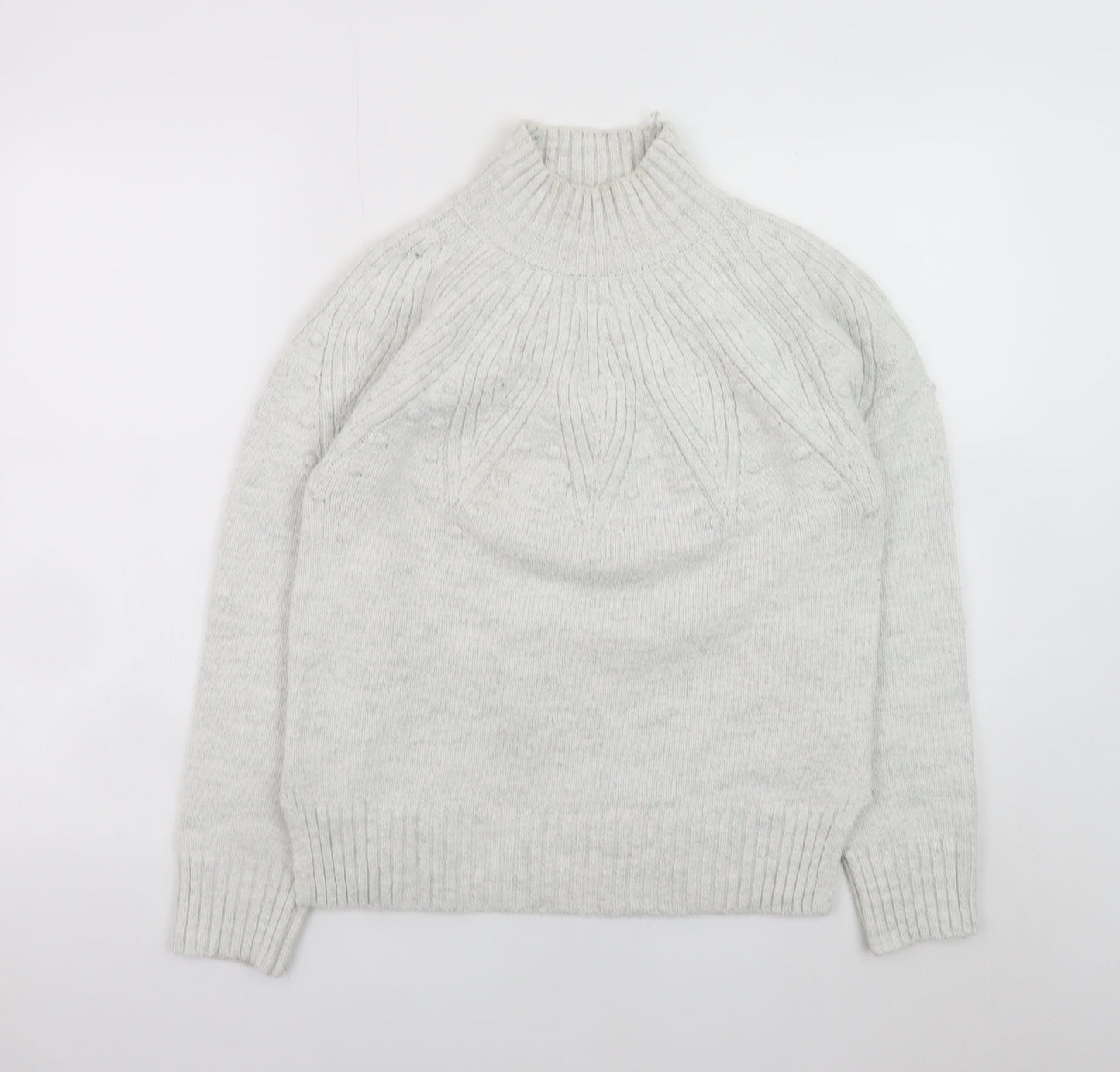 Marks and Spencer Women’s Grey High Neck Cable Knit Jumper Size S