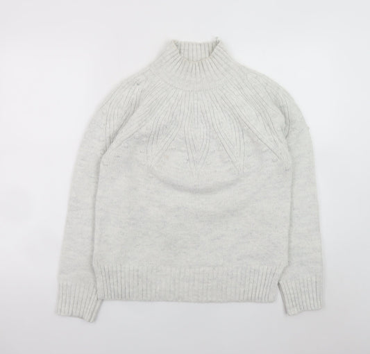 Marks and Spencer Women’s Grey High Neck Cable Knit Jumper Size S