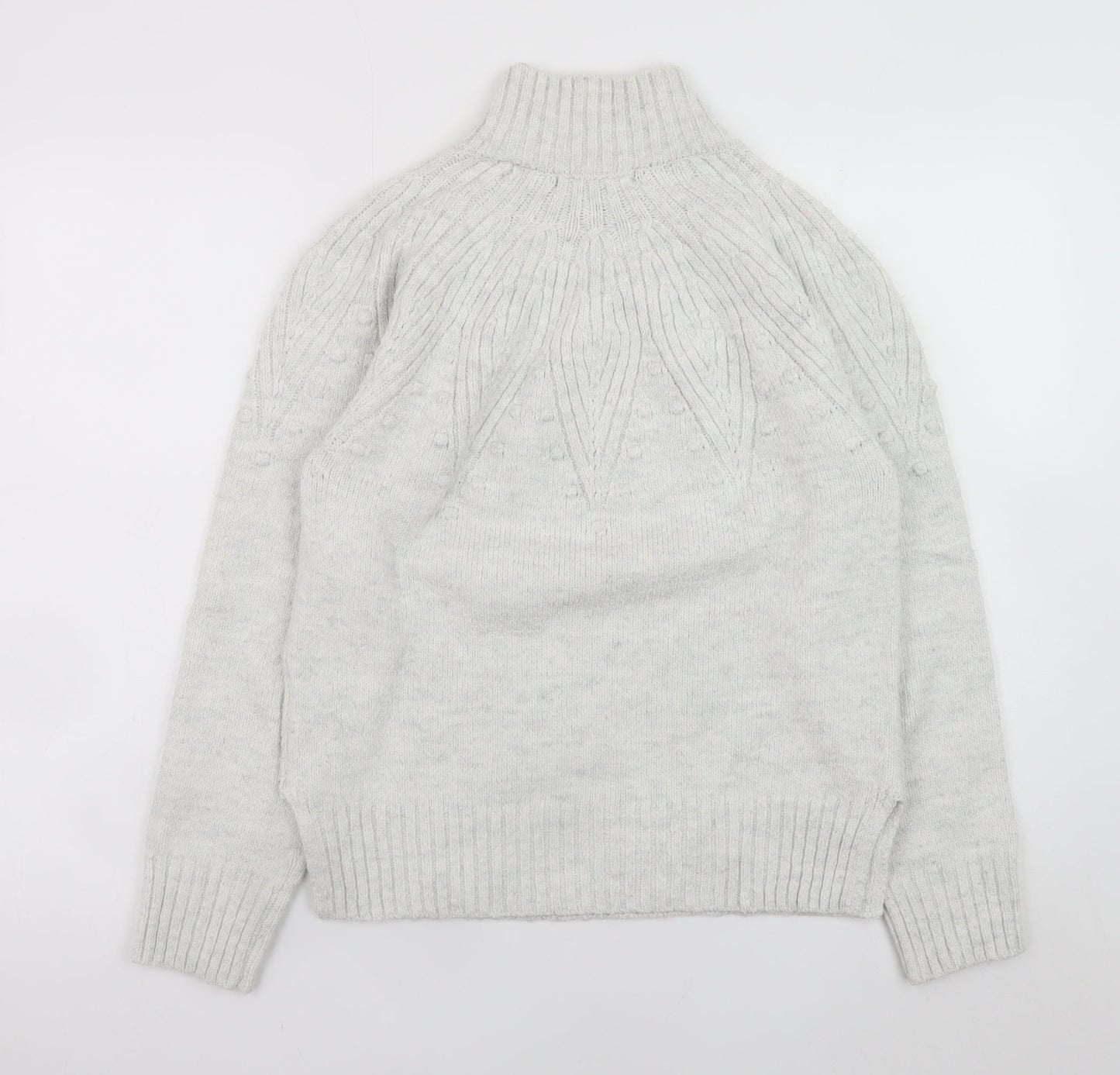Marks and Spencer Women’s Grey High Neck Cable Knit Jumper Size S